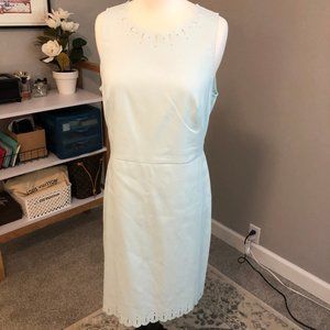 LOFT Light Blue Laser Cutout Detail Dress